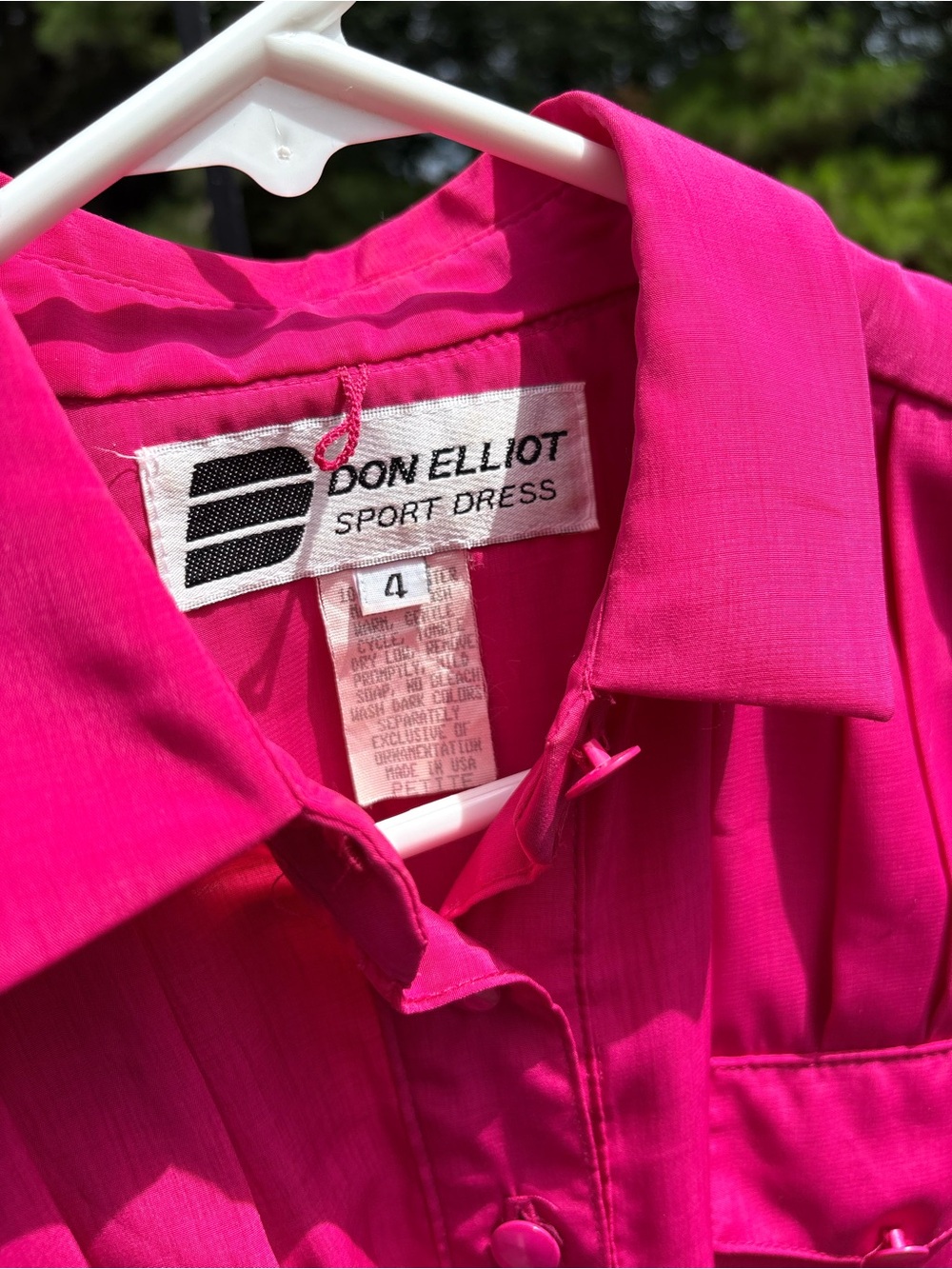 Don Elliot Vintage 80s Fuchsia Shirt Dress" or Barbiecore Sport Dress